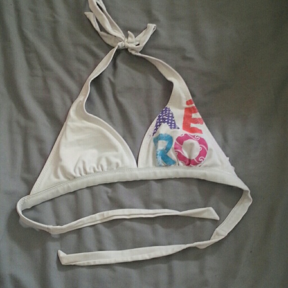 Aeropostale White Brand Bikini Top
