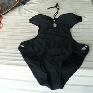 Brand New w Tags Monokini Black Bathing Suit Sz L