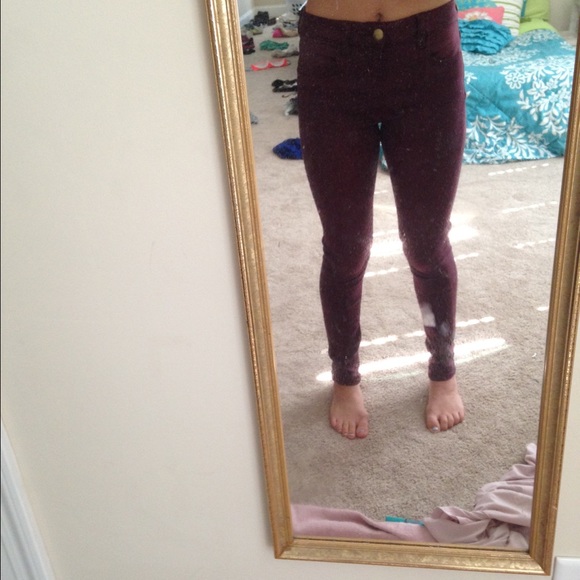 American Eagle high burgandy jeans
