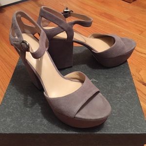 Via Spiga Grey Suede Platform Sandals
