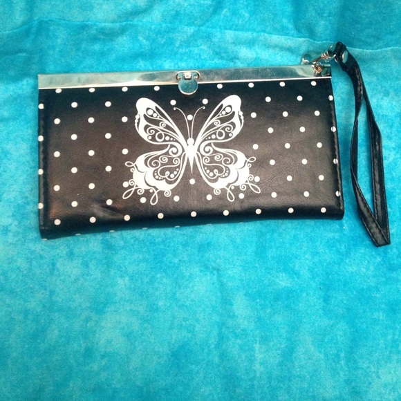 Butterfly polka dot wallet