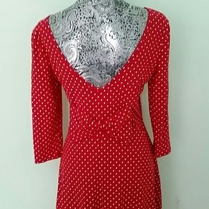 Red polka-dot bow back dress