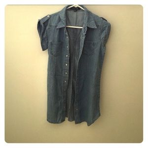 Lightweight button up denim shirt dress