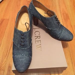 J Crew Denim Hi Heel Oxford Shoe