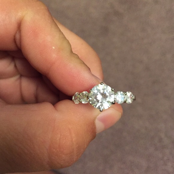 Silver fake diamond ring