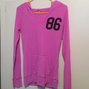 Love pink long sleeve V neck with hoodie