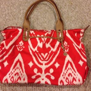 How Does She Do It - Red Ikat print Stella and Dot