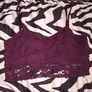 Maroon colored floral crop top