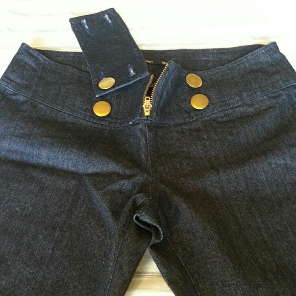 Brand New Blue Skinny Denim with Gold Buttons Sz 9