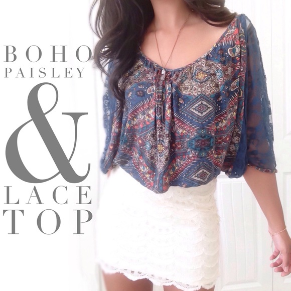 Love fire Tops - Pretty Cropped Boho Top