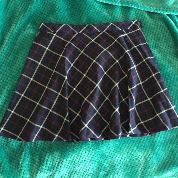 Navy plaid skater skirt