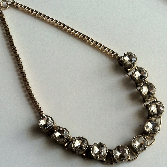 Ann Taylor SHORT CRYSTAL BOX CHAIN NECKLACE 16"L - Picture 2 of 4