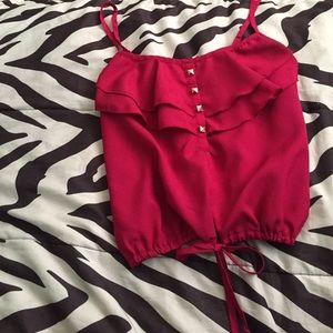 Maroon ruffles tank