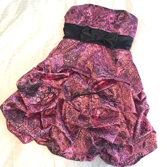 Pink and black silk material dress