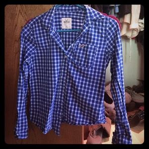 Hollister blue gingham button down