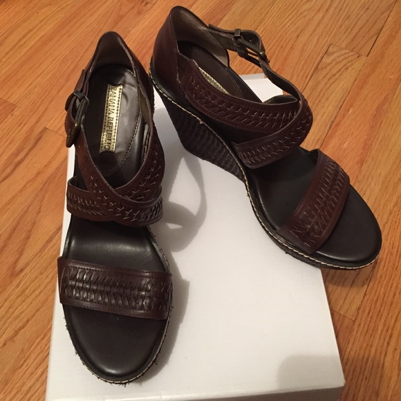 Banana Republic Brown Wedge 4.5" Leather Sandals
