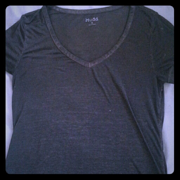 Mudd Distressed Black V-Neck