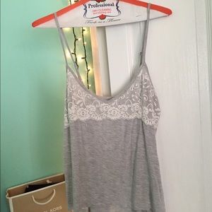 Gray tank w white laced trim