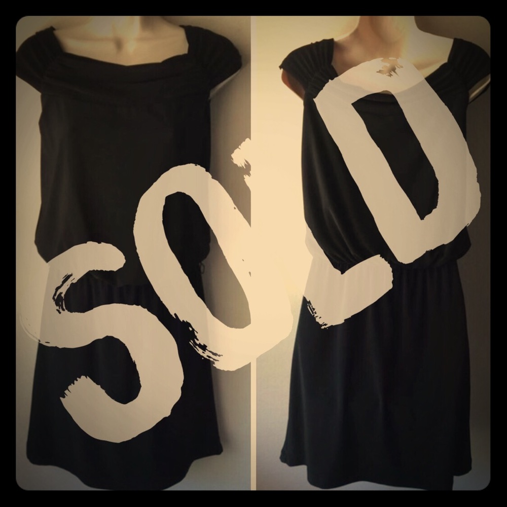 White House Black Market Blouson Black Dress