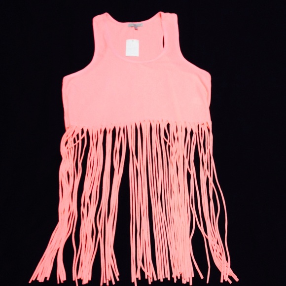NWT Neon Coral Fringe Tank