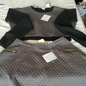 NEW Connection 18 2pc Grey and Black Top/Skirt Set