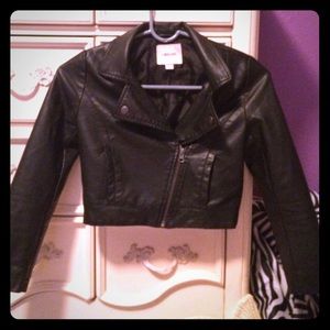 A leather jacket with a simple zip