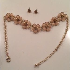 💔SOLD J.Crew Floral Pink Necklace W/ Earrings