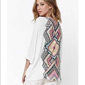 Pac sun white kimono with cute design on back
