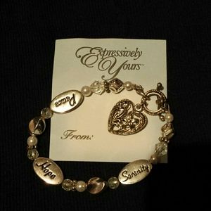 Bogo silver pearl and crystal bracelet great gift