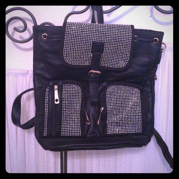 Bling leather backpack