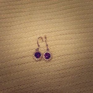 Bright purple and diamond earrings
