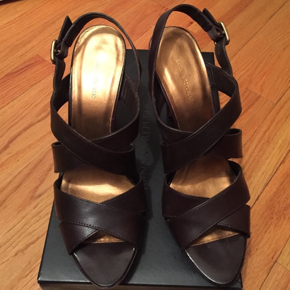 Banana Republic Brown Hi Heel Leather Sandals