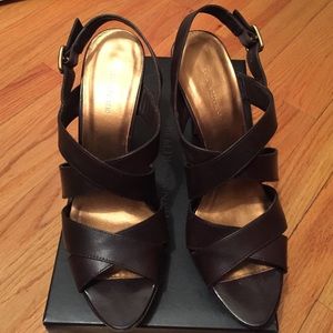 Banana Republic Brown Hi Heel Leather Sandals