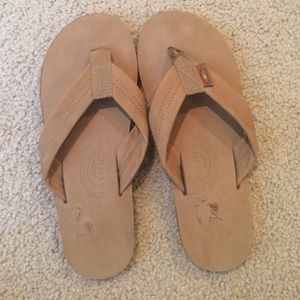Light brown leather RAINBOW flip flops