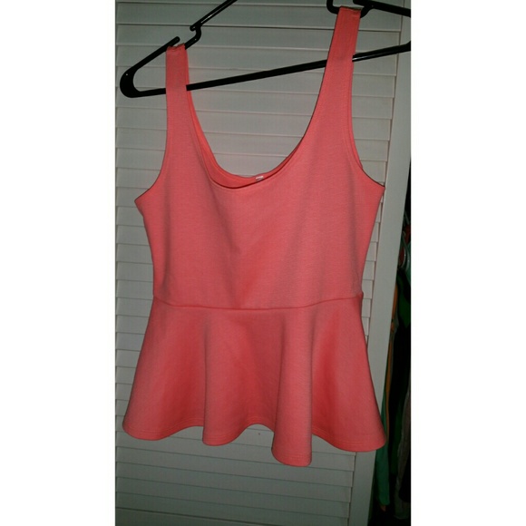 Coral peplum tank top