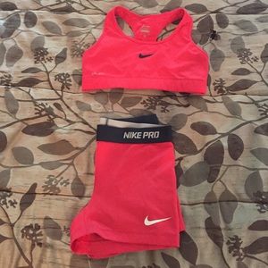 Top & bottom red nike pros