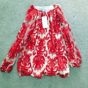 Three Floor Dress Red Lace