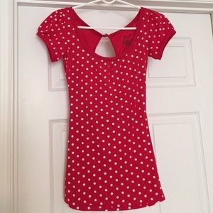 TWO SHIRTS-Red Polka dot shirt & Black shirt.