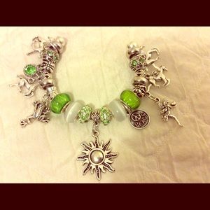 Green Stone Sterling charm bracelet.