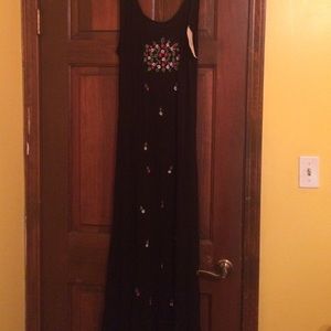 Brand new black floral rayon dress