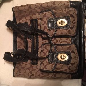 Coach Legacy Satchel with Stripe Satin Lining