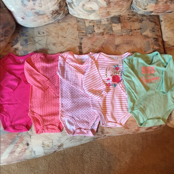Set of 5 baby girl onsies