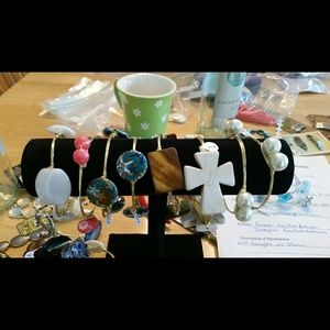 Reserved Cream cross bracelet