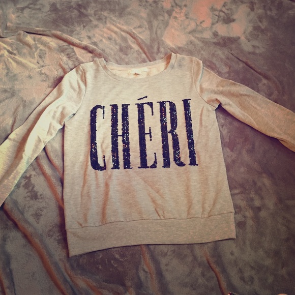 Grey super soft sweatshirt with Sequin Cheri