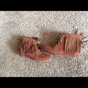 Fringe ankle boots