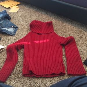Red turtle neck sweater