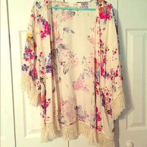 Floral & fringe cardigan