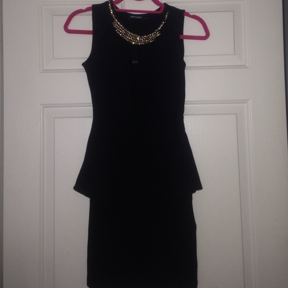 Black Mesh Deep V Jewel-Studded Cocktail Dress