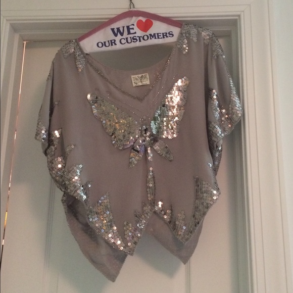 Free people grey beaded top