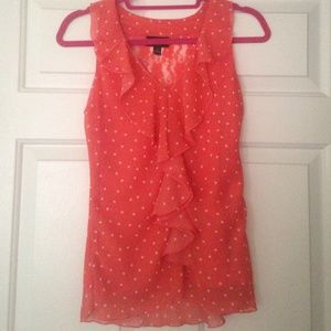 Orange/Coral Polka Dot Frilly Blouse